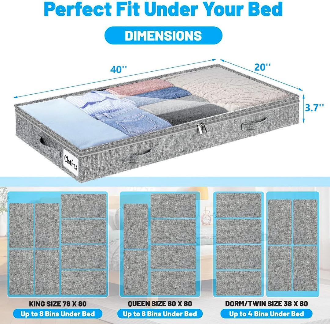 2 StüCk Unterbett Aufbewahrungsbox,Unterbettkommode Und Klarem Deckel,Aufbewahrungstaschen,Faltbarer