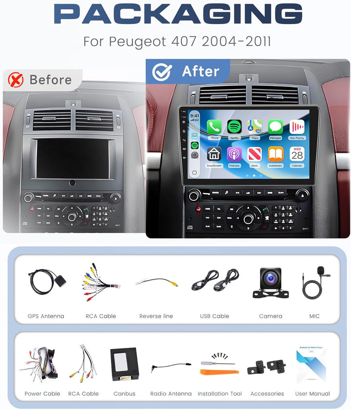 6G+128G 8 Core Rimoody Autoradio Android für Peugeot 407 2004-2011 Carplay Wireless 9" Radio Auto 40