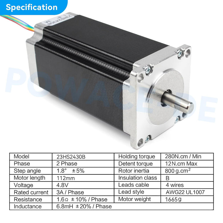 RATTMMOTOR Nema 23 Schrittmotor Doppelwelle 57 Stepper Motor 2.8Nm (425oz.in) 3A 1.8 Grad 4 Anschlus