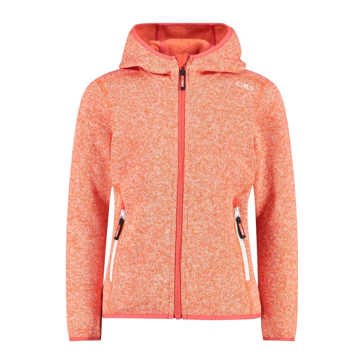 CMP Jungen Fleecejacke Knitted Fix Hood 98 Campari-Weiss, 98 Campari-Weiss