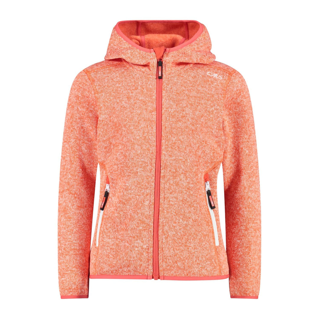 CMP Jungen Fleecejacke Knitted Fix Hood 104 Campari-Weiss, 104 Campari-Wei&amp;