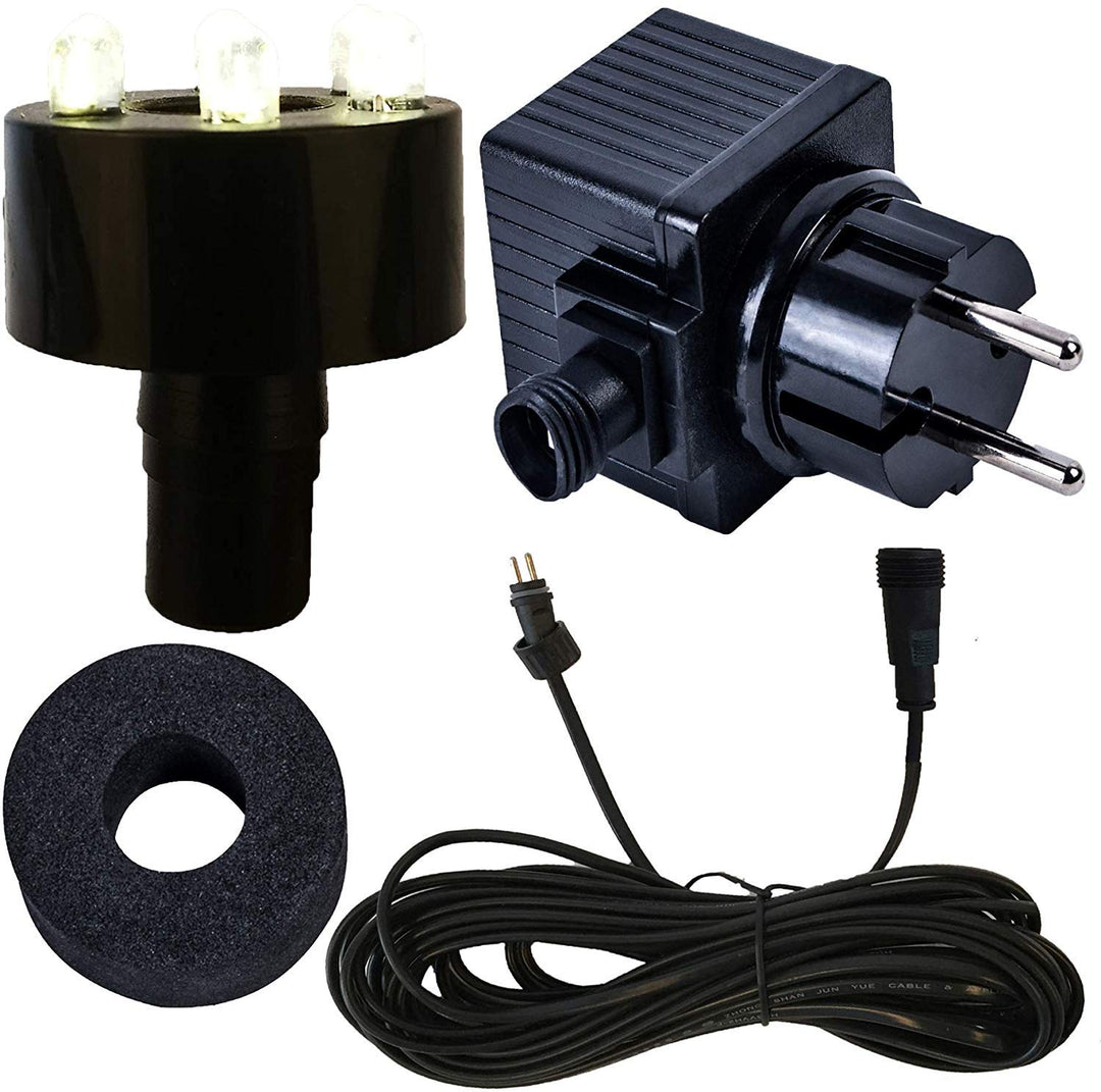 Köhko komplette Beleuchtungstechnik für Springbrunnen inkl. LED-Ring, Zuleitung und Trafo Kaltweiss