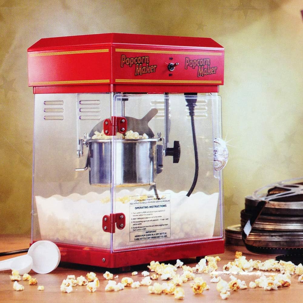 Monsterzeug Popcornmaschine in Retro Design, Profi Popcorn-automat mit Innenbeleuchtung, Popcornmake