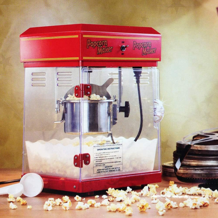 Monsterzeug Popcornmaschine in Retro Design, Profi Popcorn-automat mit Innenbeleuchtung, Popcornmake