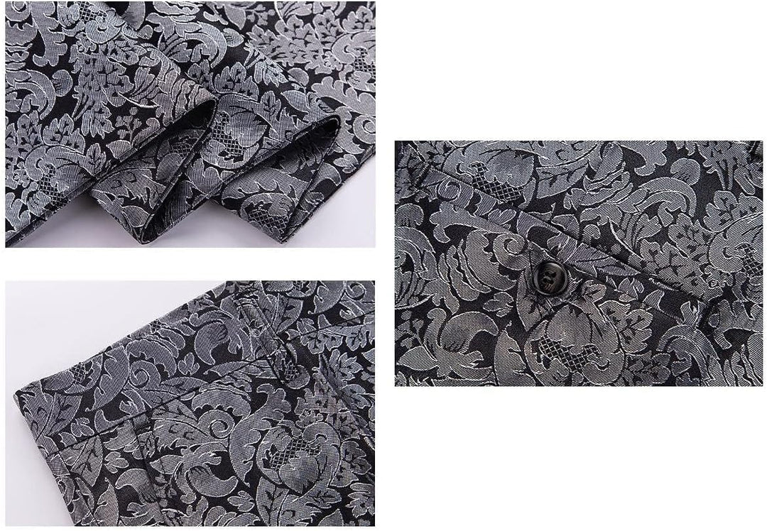 KUDORO Herren Anzüge 3-Teilig Slim Fit Paisley für Hochzeit Party Eine Knöpfe Jacquard Smoking Herre