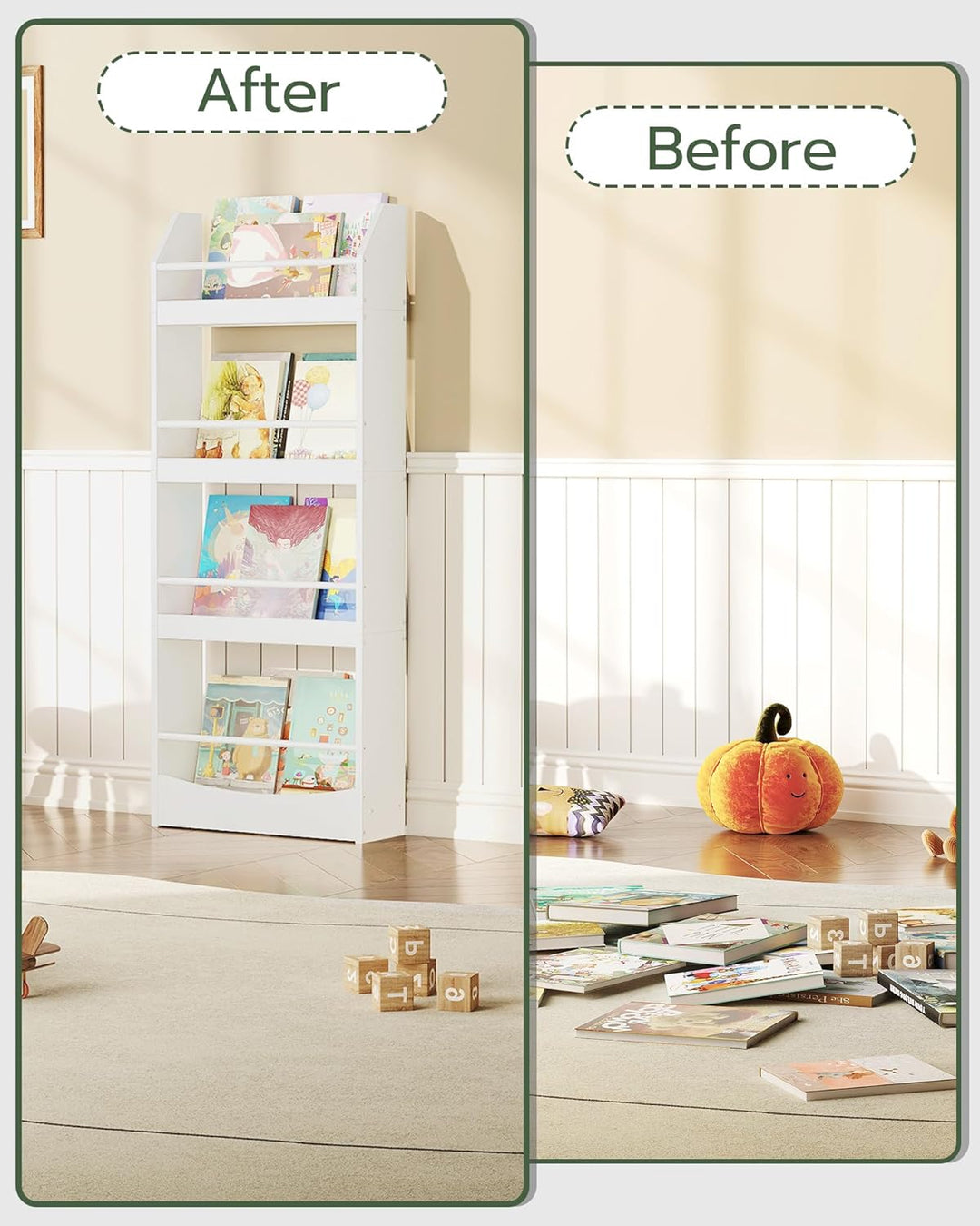 CHOEZON Kinderzimmer Möbel, 4-stöckiges Wandregal Bücher für Kinder, Bücherregal, Spielzeugaufbewahr