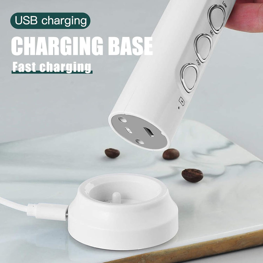 Milchaufschäumer, Wiederaufladbarer USB-Milchaufschäumer Handheld Electric 3-Gang-Schaumbildner Mit