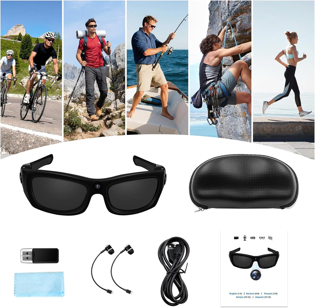 cyi Sports Kamera Sportbrille Actionkamera 1080p HD Video &amp; Foto, Bluetooth 5.0 für Anrufe &amp; Musik,