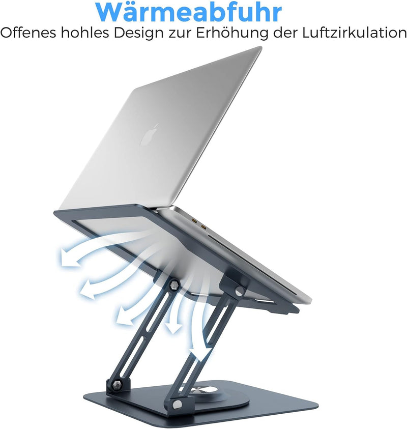 Epherie Laptop Ständer mit 360° drehbarem rundem Basis, Höhenverstellbarer ergonomischer Laptopständ