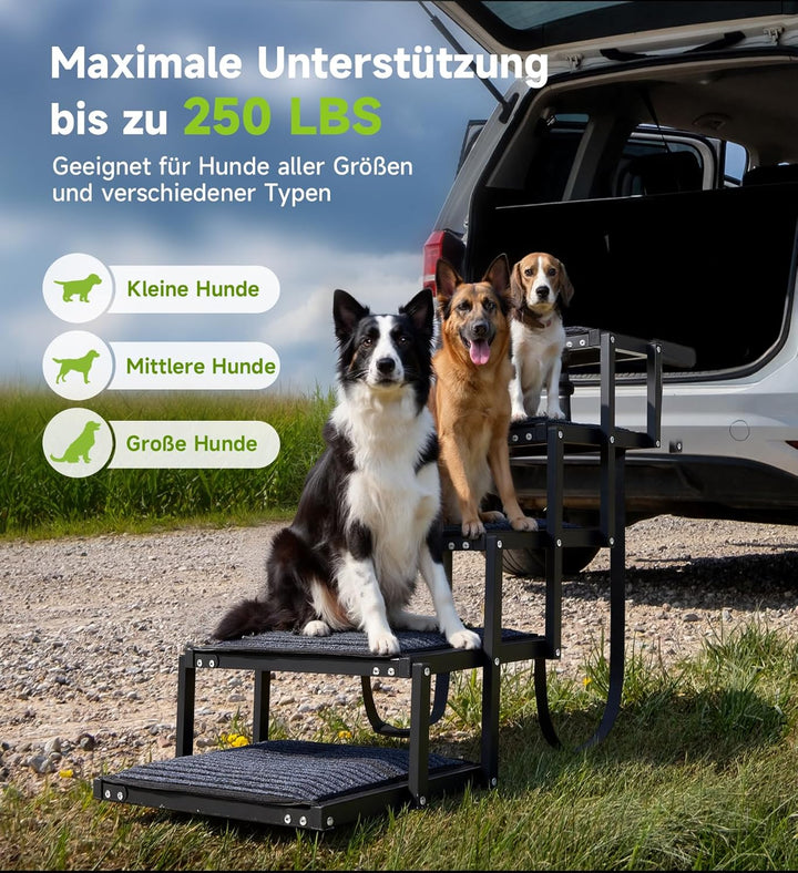 Hunderampe, 5-stufige Hunderampe Auto Klappbar, Extra Stabile Hundetreppe mit Anti-Rutsch-Treppe, Li