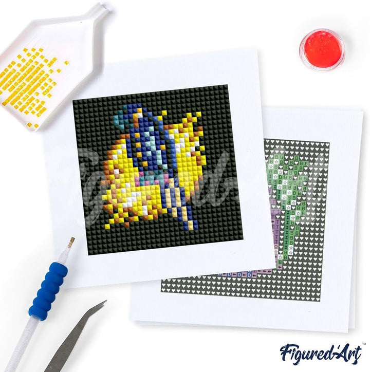 Figured'Art Mini Serie Diamond Painting Erwachsene - Tiere - Premium-Box mit 12 Stück 15x15 cm 5D Bi