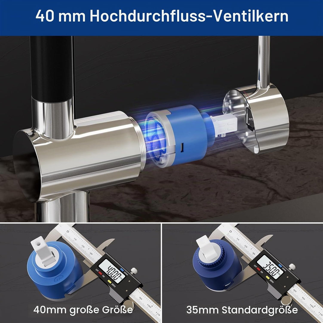 CECIPA Wasserhahn Küche, Küchenarmatur Ausziehbar mit Zwei Strahlmodi, Einhebel Mischbatterie für Sp