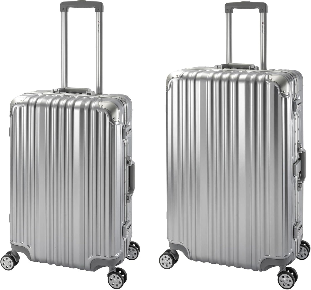 Travelhouse London Koffer Silber M-65cm, L-75cm · 2er-Set · Alu-Rahmen · Polykarbonat Hartschale · M