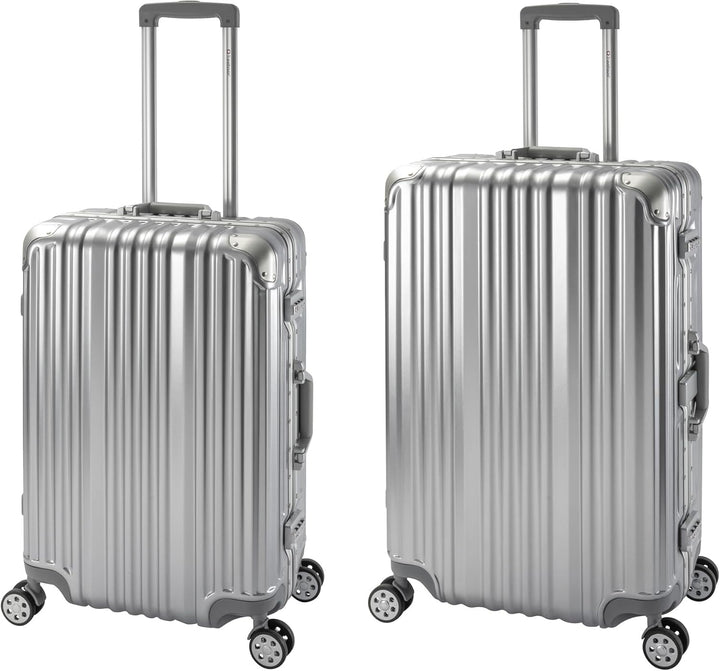 Travelhouse London Koffer Silber M-65cm, L-75cm · 2er-Set · Alu-Rahmen · Polykarbonat Hartschale · M