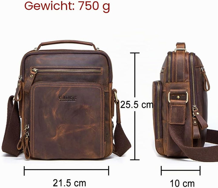 Contacts Echtes Leder Herren Laptop Mini Tab Messenger Crossbody Bag Tasche Handtasche Braun Kaffee,