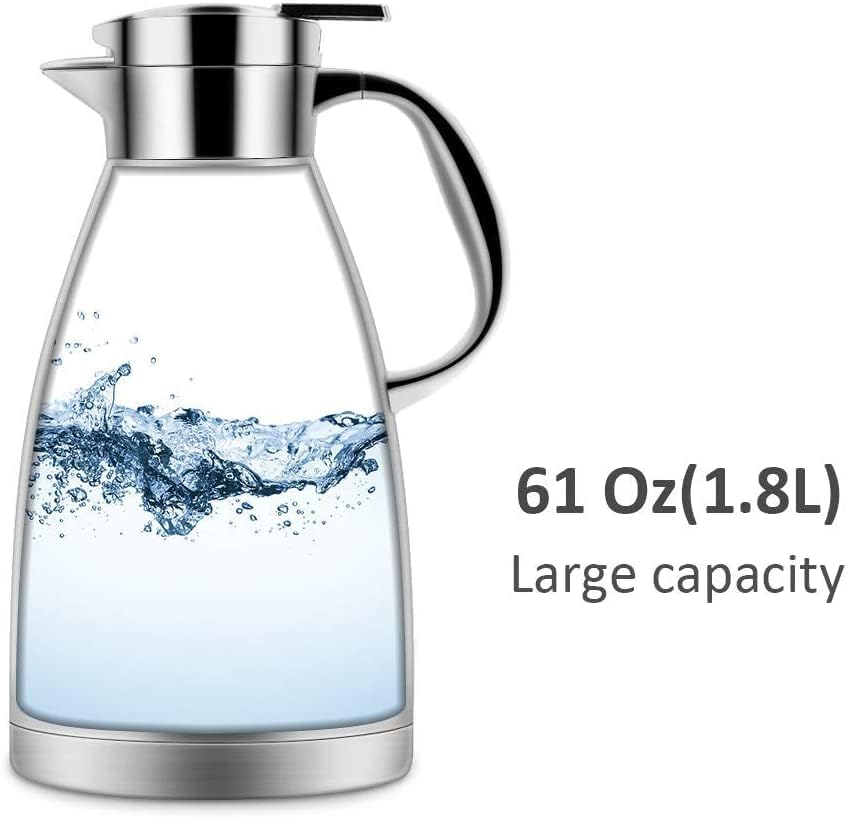 Luvan 1,8L Thermoskanne 304 Edelstahl Kaffee Isolierkanne 12h heiss und 24h kalt Doppelwandige Vakuu