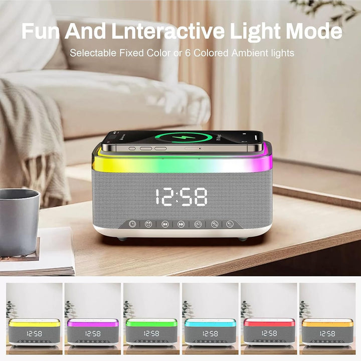 Wecker Digital, Wecker mit Ladestation, Radiowecker Funkuhr Digital mit Bluetooth Lautsprecher 6 Far