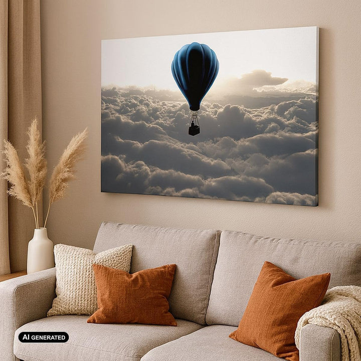 Bilder auf Leinwand 100x70cm Leinwandbild mit Rahmen Wolke Ballon Himmel Gross Wanddeko Bild Schlafz