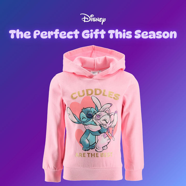 Disney Stitch Mädchen Kapuzenpullover, Design 'Cuddles' Sweatshirt, Pullover für Mädchen, Grössen 3