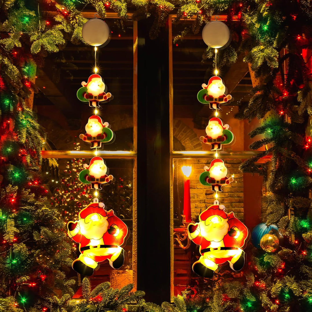 BrizLabs Weihnachtsdeko Fenster Lichter, 2 Stück LED Innen Fensterlichter Batterie Weihnachtsmann Hä