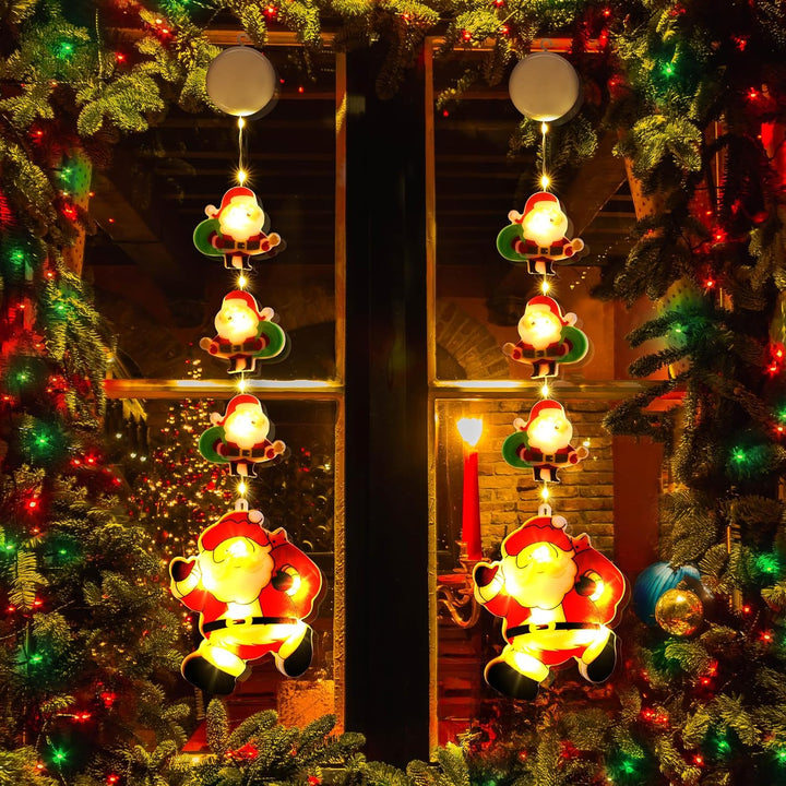 BrizLabs Weihnachtsdeko Fenster Lichter, 2 Stück LED Innen Fensterlichter Batterie Weihnachtsmann Hä