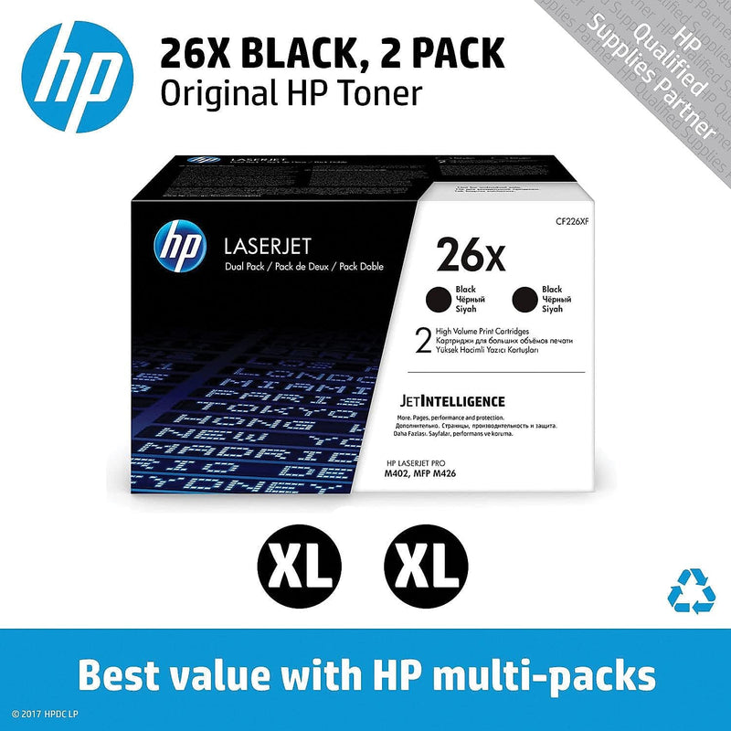 HP 26X (CF226XD) Multipack Original Toner (2x Schwarz) mit hoher Reichweite für HP Laserjet Pro M402