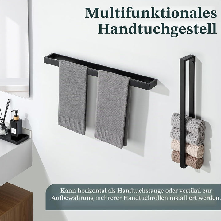 SAYAYO Handtuchhalter mit Bohren 60cm Handtuchhalter Schwarz SUS304 Edelstahl Handtuchstange Gästeha
