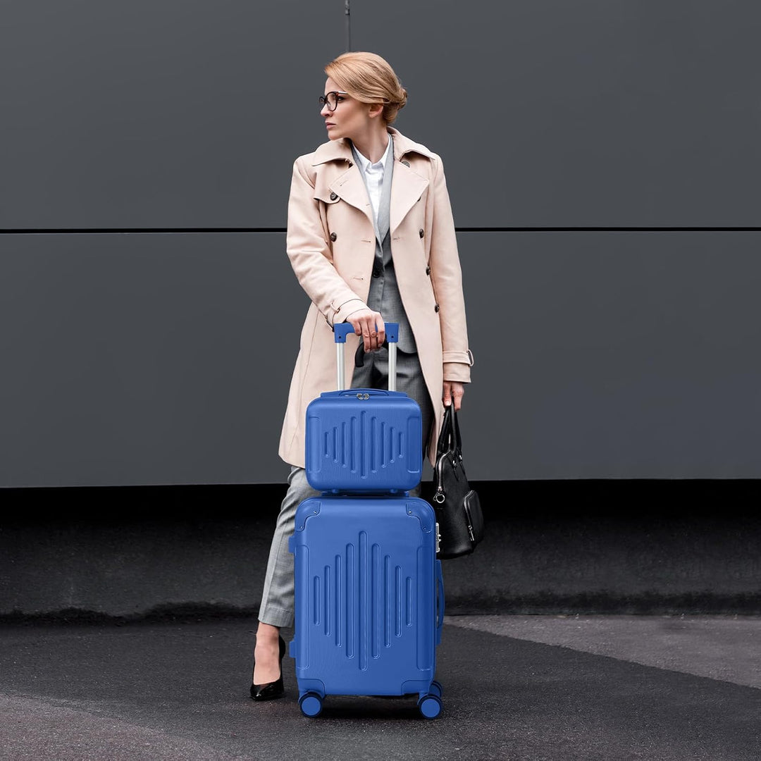 LALAHO Kofferset 2 teilig, Reisekoffer Set mit Kosmetikkoffer, Hartschalen Koffer Set aus ABS, Gepäc