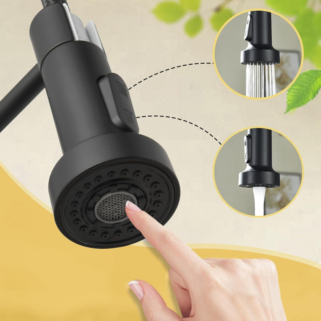 Wasserhahn küche Schwarz hochdruck armatur, kitchen faucet edelstahl mit hohen bogen und herunterzie