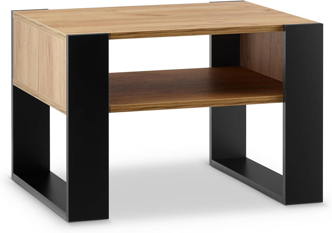 defiPad® Couchtisch mit Stauraum | Modern Wohnzimmertisch Eiche | 65CM Breite Kaffeetisch | Massiv u