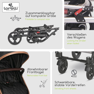 Lorelli Kinderwagen Alba 2 in 1 mit Liegeposition, Kombikinderwagen, Baby Buggy klein zusammenklappb