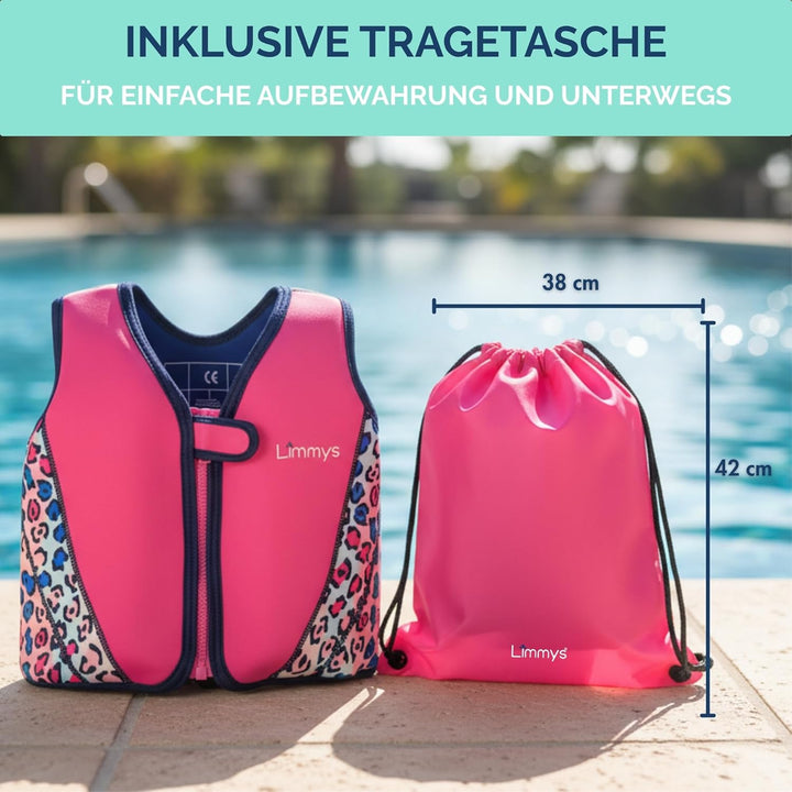 Limmys Schwimmweste für Kinder – Schwimmhilfe mit verstellbarem Auftrieb, CE-Zertifiziert, Testsiege