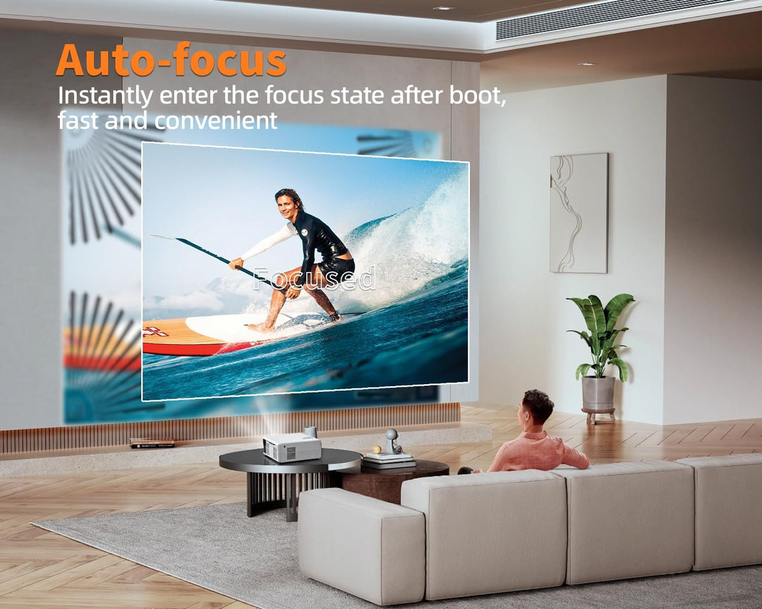 Smart 4K Beamer【 Integrierte Apps & Autofocus und Keystone】 Heimprojektor,Full HD 1080P Beamer mit 5