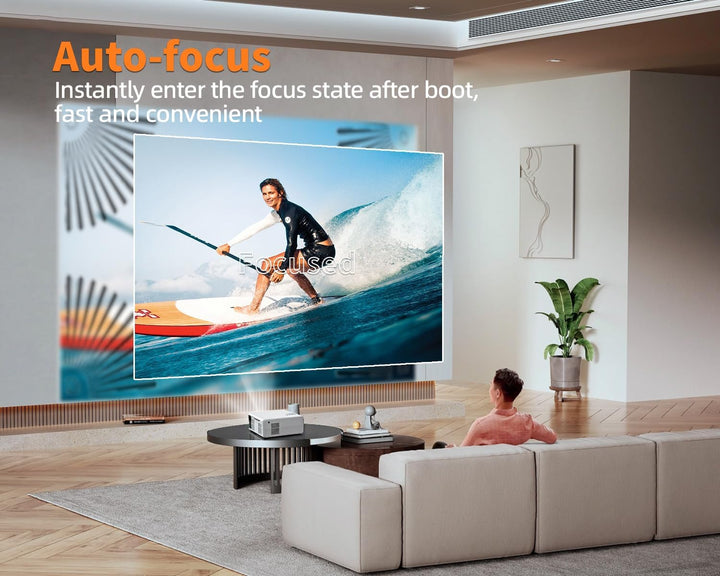 Smart 4K Beamer【 Integrierte Apps & Autofocus und Keystone】 Heimprojektor,Full HD 1080P Beamer mit 5