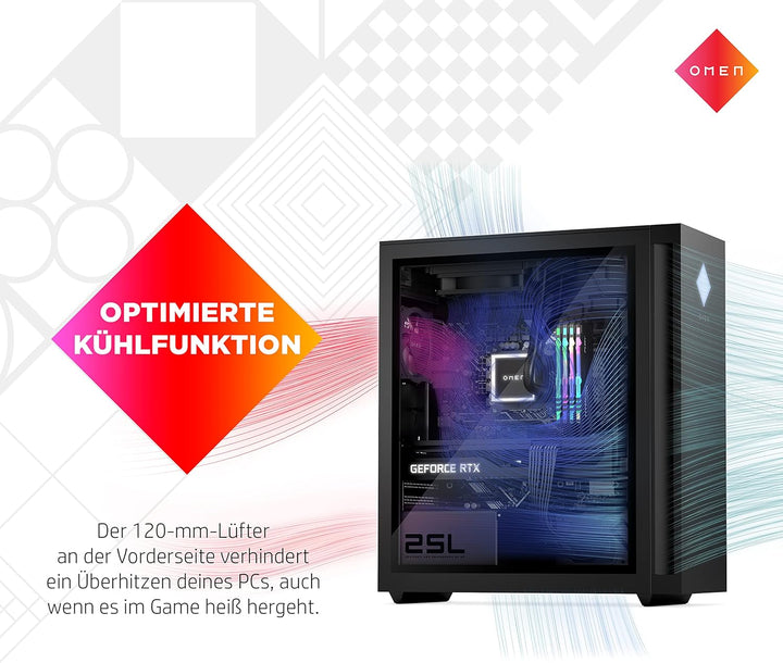 HP OMEN 25L Gaming Desktop, Intel Core i7-14700F, 16 GB DDR5 RAM, 1 TB SSD, NVIDIA GeForce RTX 4070