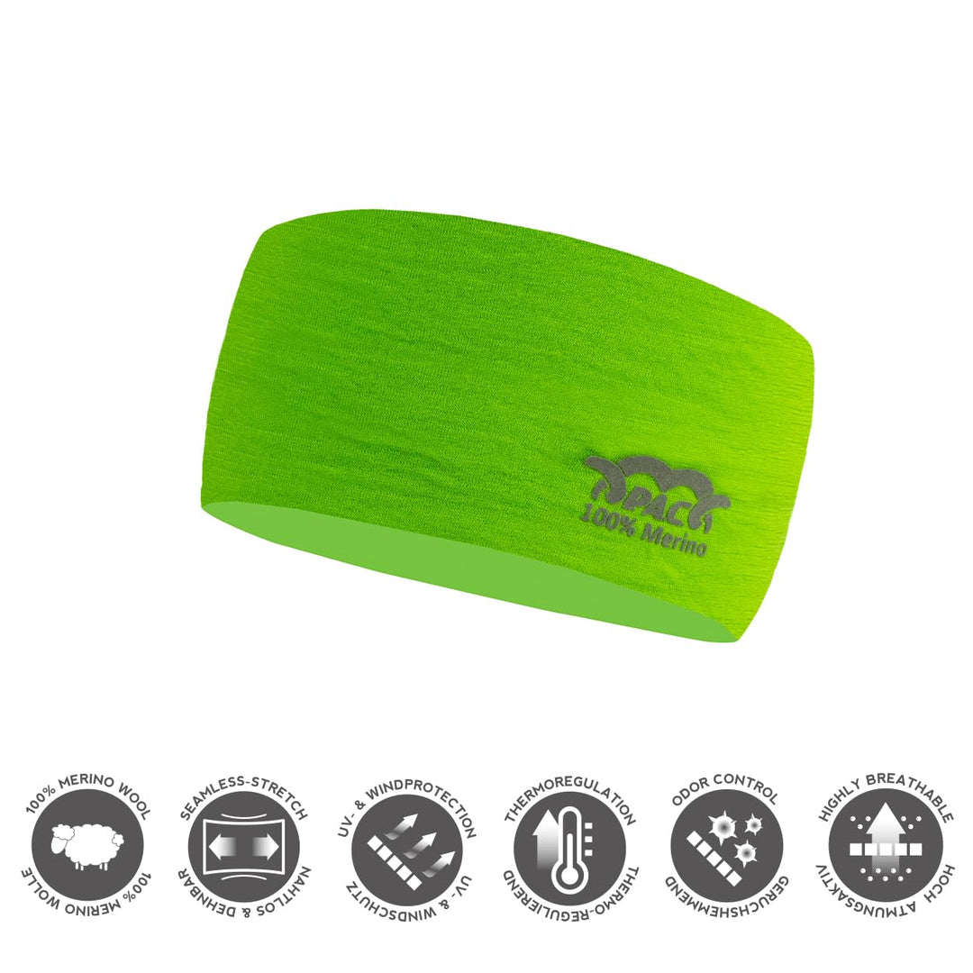 P.A.C. Merino Headband - Funktionsstirnband, Schweissband, Outdoortuch, nahtloses Stirnband, Sport H