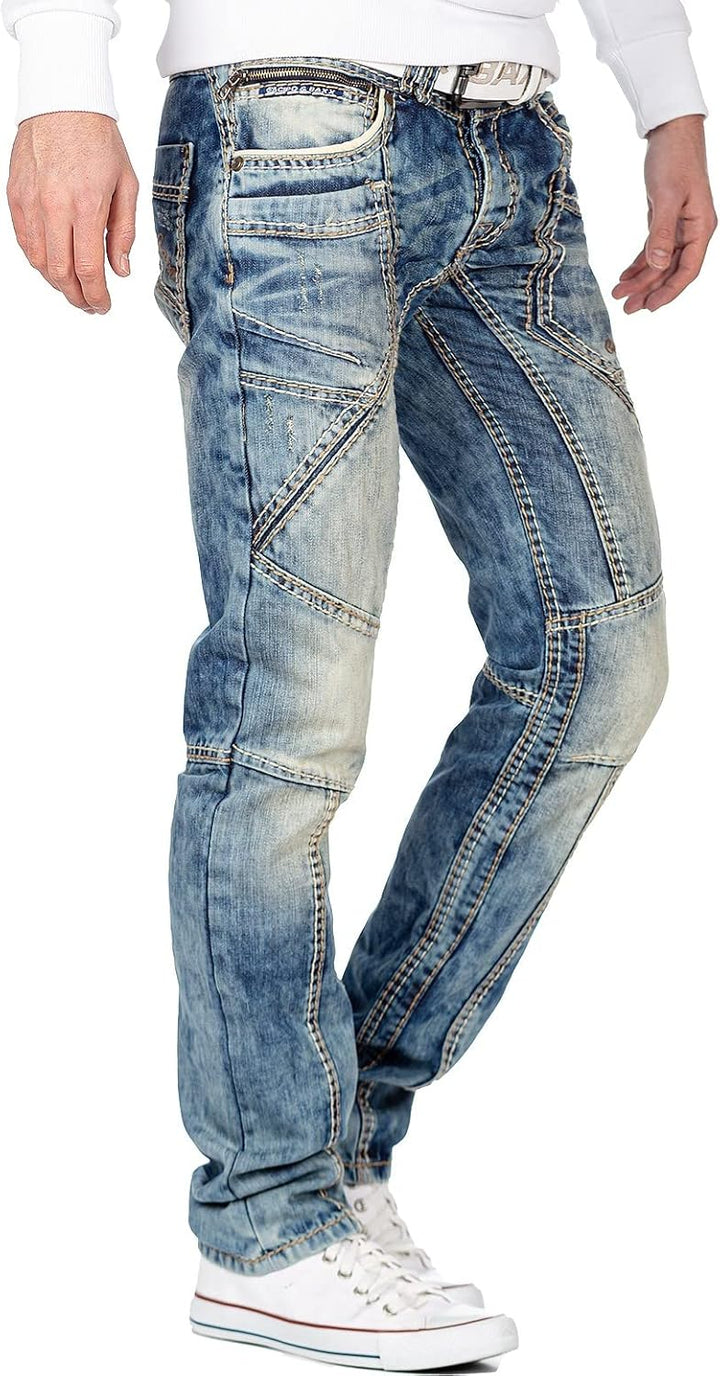 Cipo & Baxx Herren Jeans – Stylische Regular-Fit Denim mit Stone-Washed-Design, Used-Look & markante