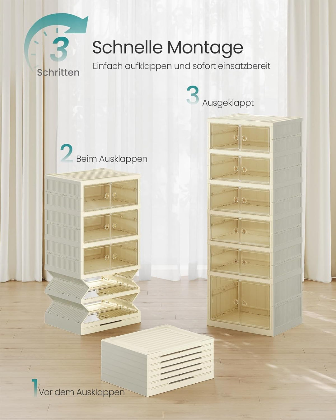 SONGMICS Schuhschrank, schmal, faltbar, Schuhregal, Organizer, transparente Tür, für 12 Paar, für St