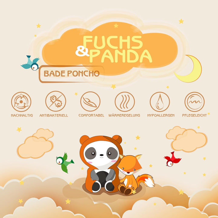 Fuchs&Panda® Badeponcho Kinder EXTRA warm, weich & kuschelig (100% Bambus) | Badeponcho Baby | Handt