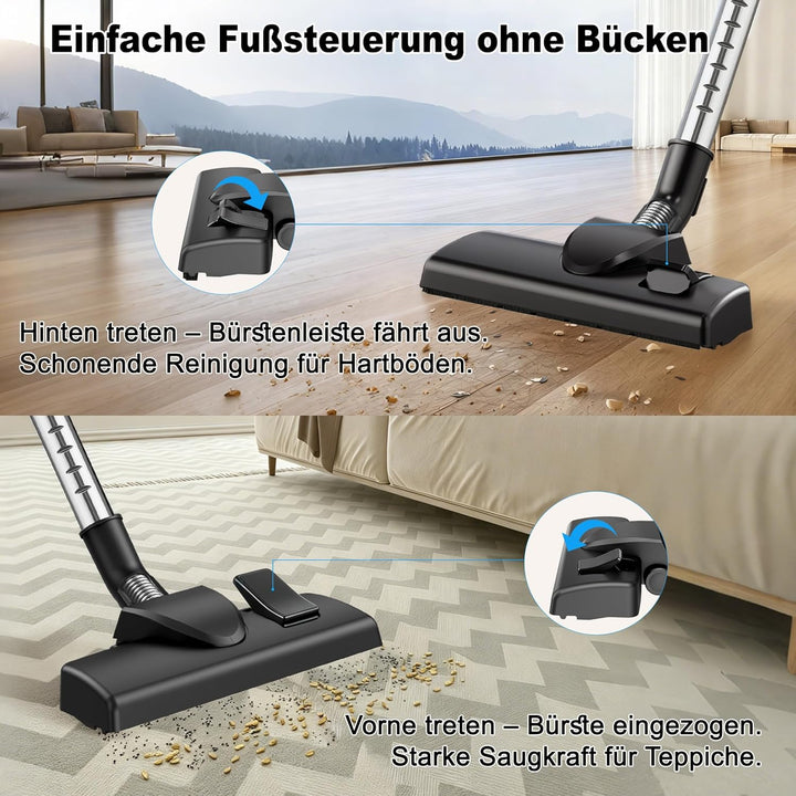 Staubsauger Beutellos 800 W, 60 dB Leise, Zyklon-Technologie, 2,2 L Staubbehälter, 6 m Kabel – für H