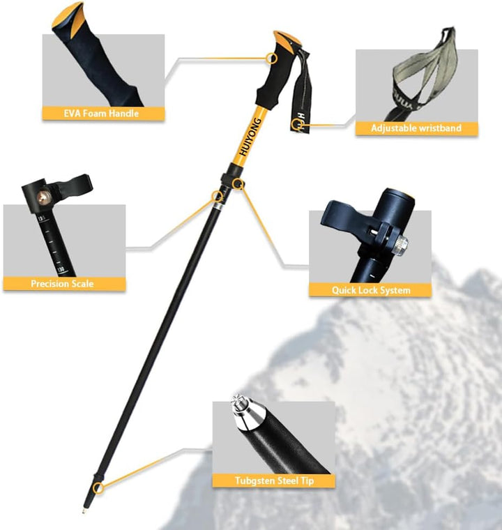 HUINING Wanderstöcke faltbar 2Pcs Trekkingstöcke Aluminium Nordic Walking stöcke Damen und Herren,Le