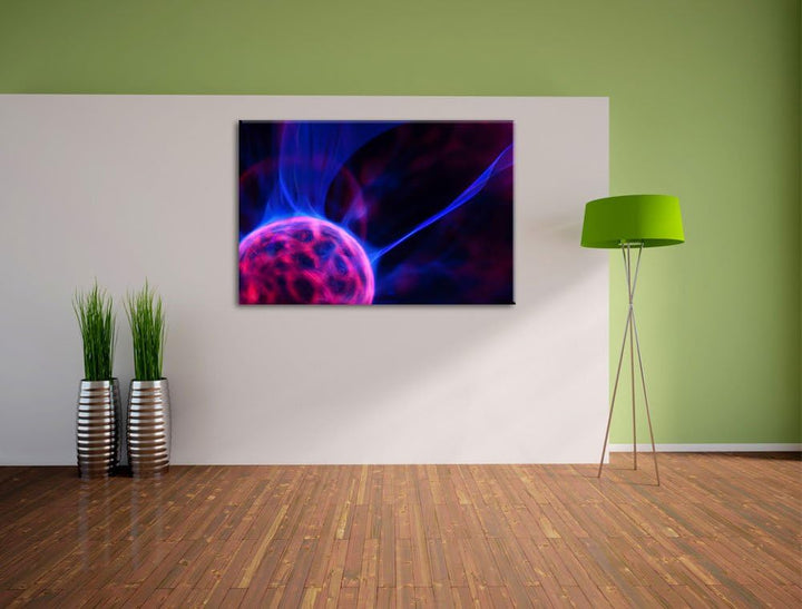 Pixxprint leuchtender Energieball auf Leinwand, XXL riesige Bilder fertig gerahmt mit Keilrahmen, Ku
