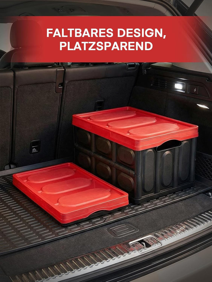FOHERE Klappbox mit Deckel, 3er-Set 48L Kofferraum-Organizer, Faltbarer Aufbewahrungsbox für Transpo