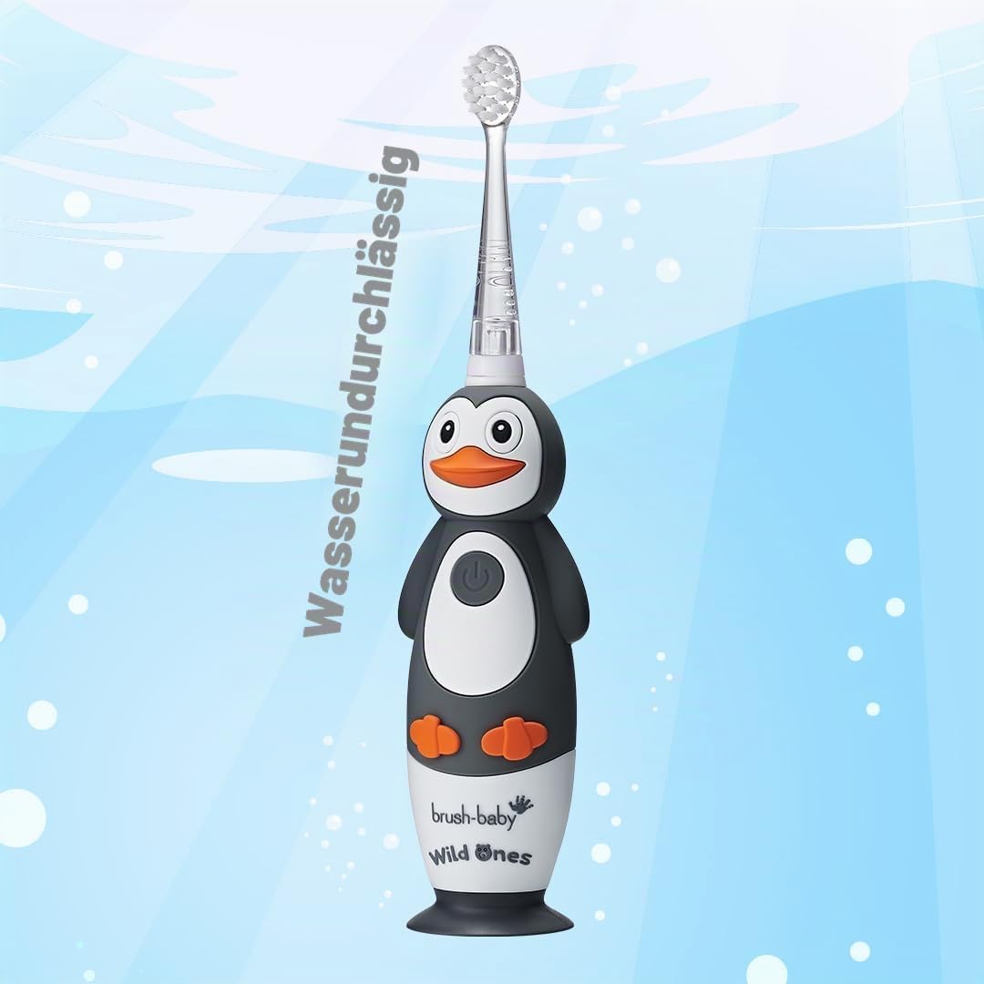 Brush-Baby WildOnes Kinder Elektrische Wiederaufladbare Zahnbürste,1 Griff, 3 Bürstenköpfe, USB-Lade