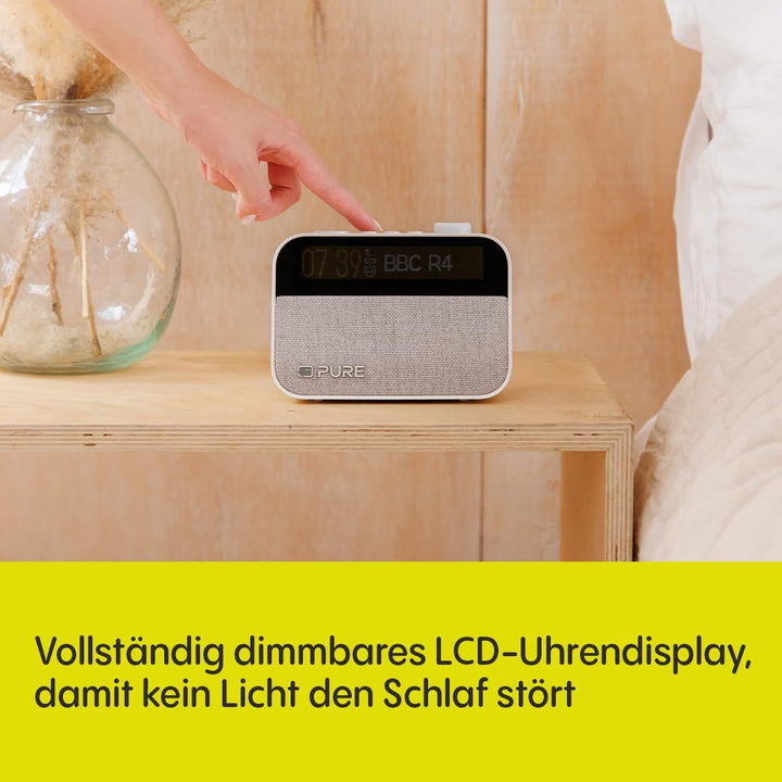 Pure Moment Charge – Radiowecker mit Wireless-Ladepad, DAB+/FM, Bluetooth, natürlichen Klängen, Whit