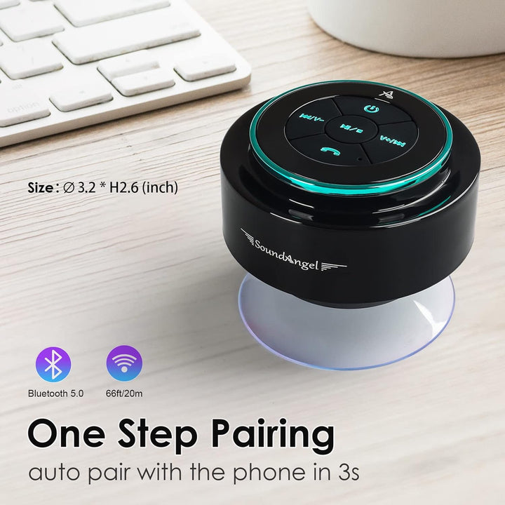 Xleader Dusche Bluetooth Lautsprecher Klein Musikbox, Wasserdicht Bluetooth Lautsprecher mit Saugnap