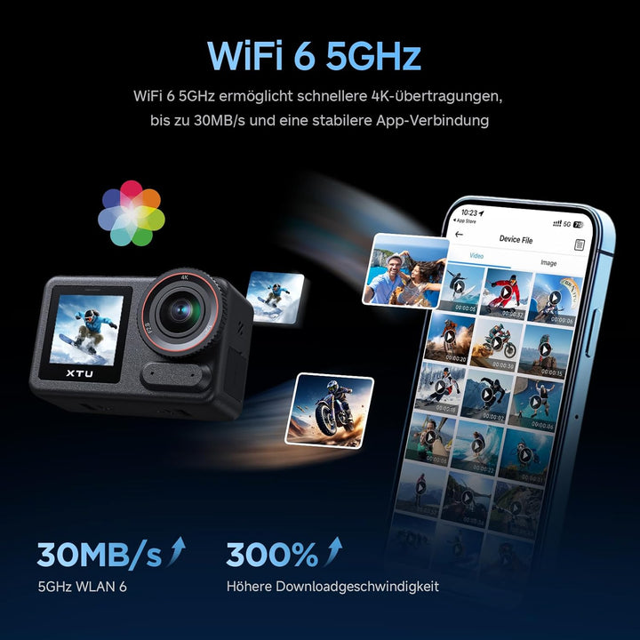 XTU S7 PRO 4K Action Kamera 50FPS - Super 5.0 Stabilisierung, AI ISP, Magnetische Schnellhalterung,