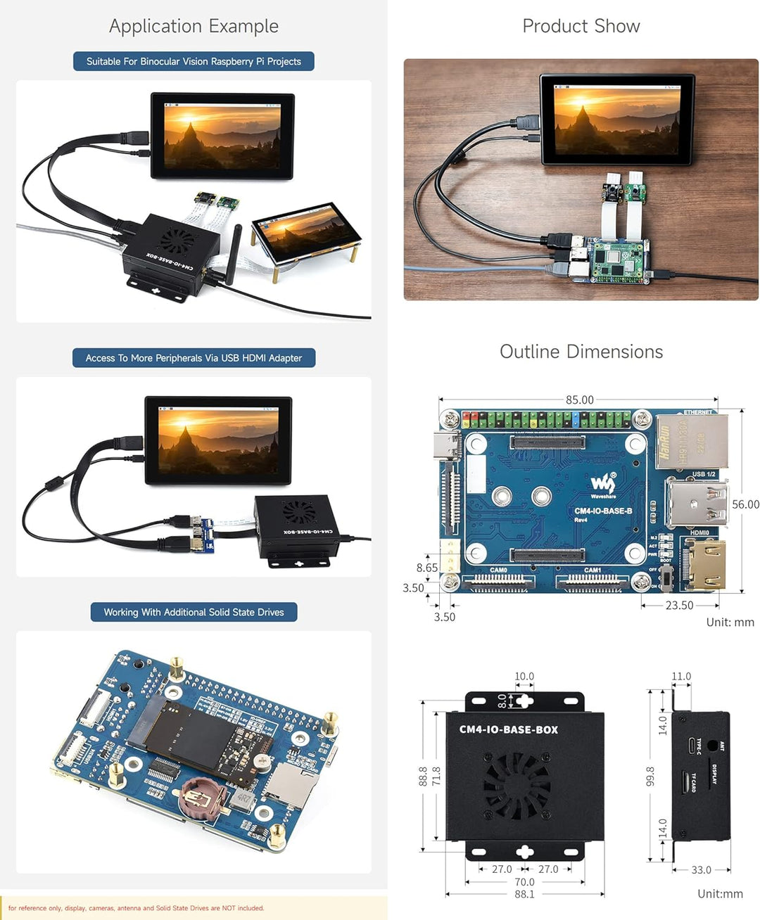 Waveshare Mini Base Board Designed for Raspberry Pi Compute Module 4 Powerful Functions in A Small S