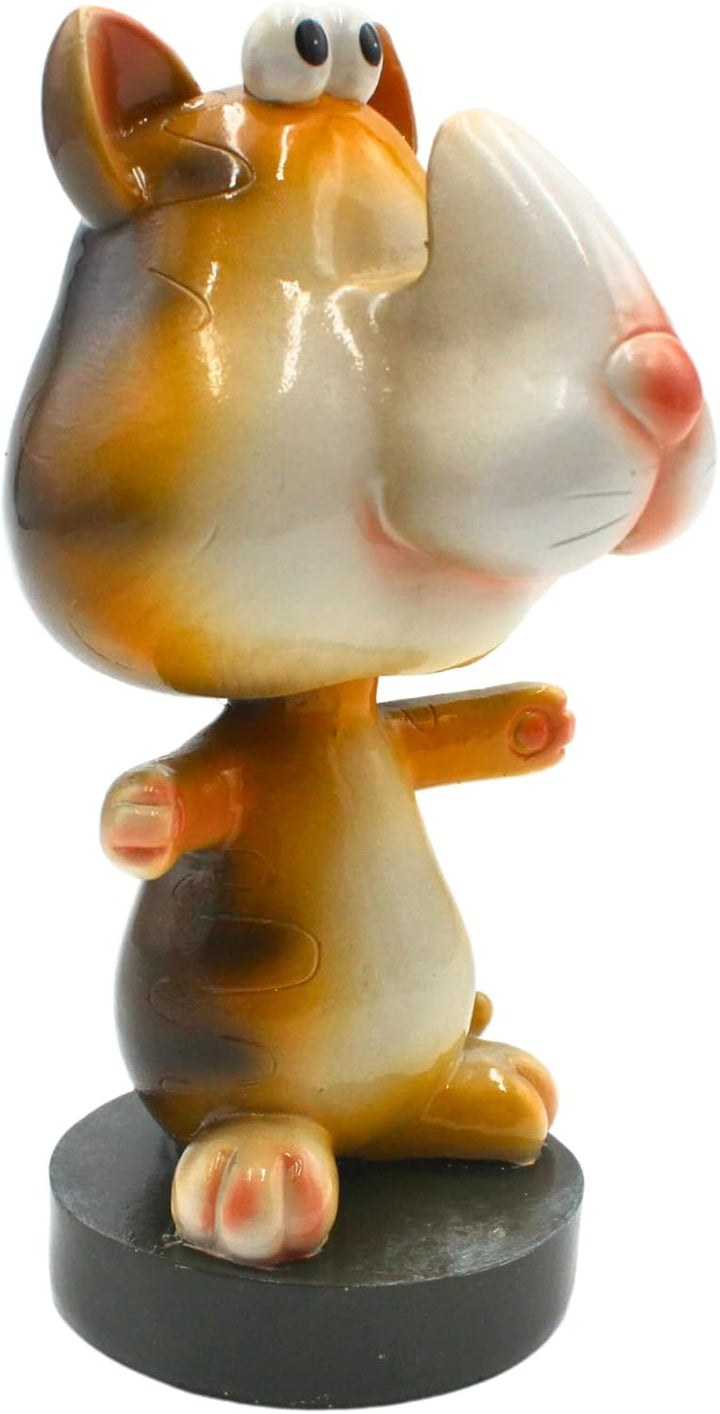 Dekohelden24 Brillenhalter als Katze auf Sockel, Brillenständer, Brillenablage aus Polyresin, Grösse