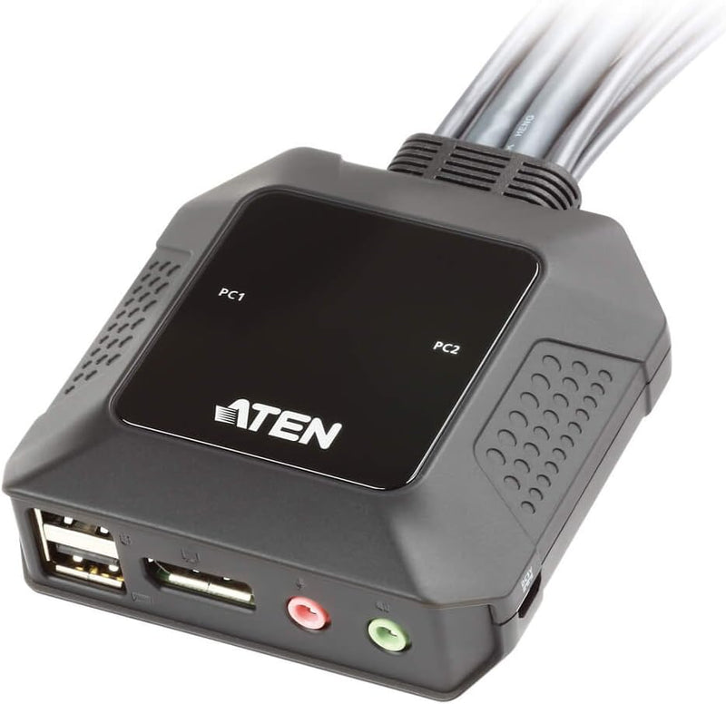 ATEN CS22DP USB-DisplayPort-Kabel-KVM-Schalter mit Fernwähler, 2 Port